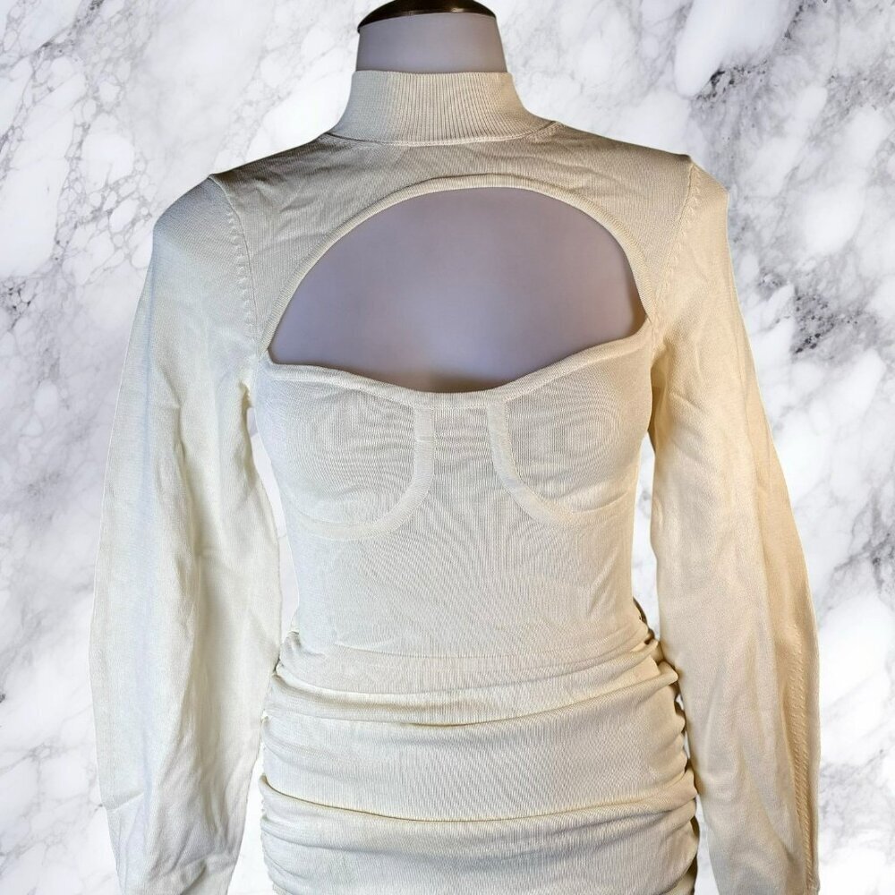 NBD Tanner Ruched Mini Dress Ivory - Picture 12 of 12